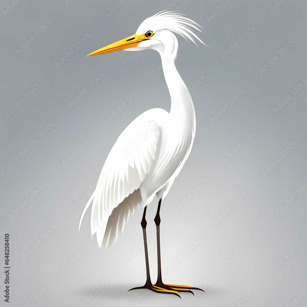Obraz premium Egret Bird Illustration AI Generative