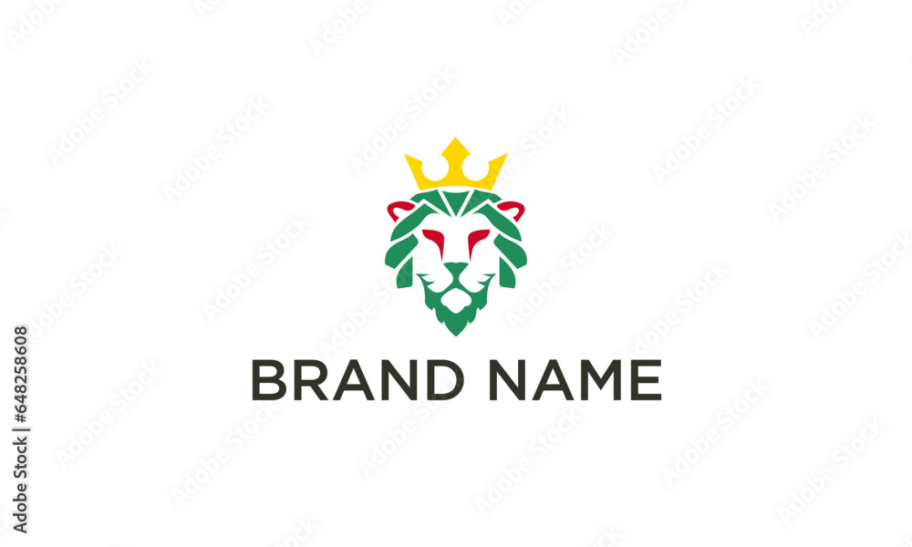 Lion with crown abstract logo.