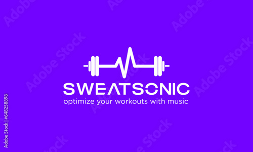gym with music logo design vector template.