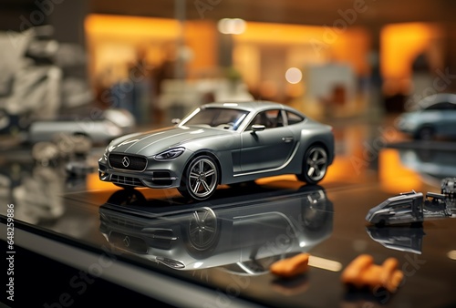 miniature car in the city at night. shallow depth of field