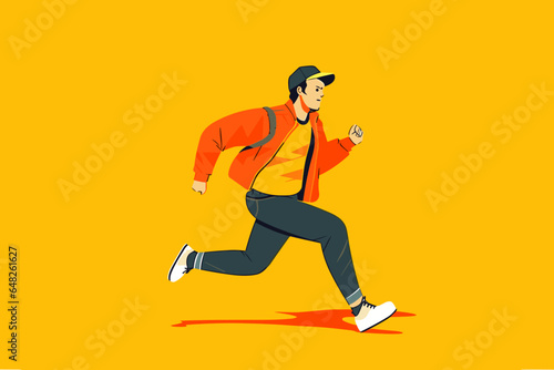 Retro Active Cartoon: 80s Retro Styler Person Running