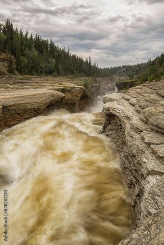 The Trout River Flows Over Whittaker Falls; Northwest Territories, Canada photo