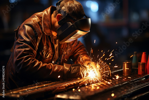 a welder doing welding. 