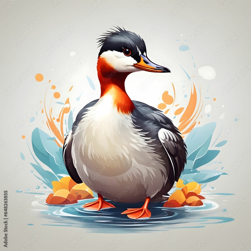 Fototapeta premium Grebe Bird Illustration AI Generative