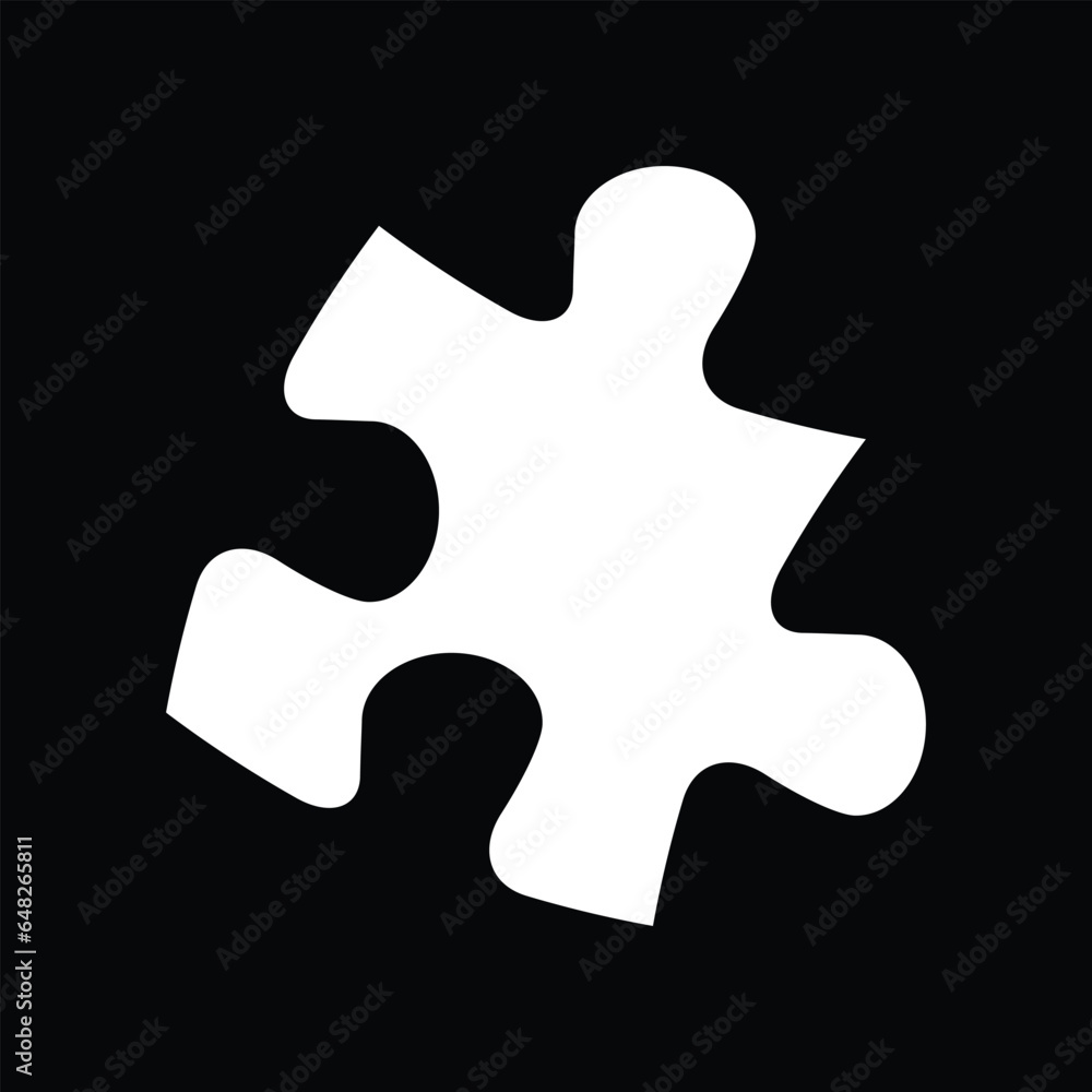 WHITE PUZZLE PIECE ISOLATED ON BLACK WHITE PUZZLE PIECE ISOLATED ON BLACK