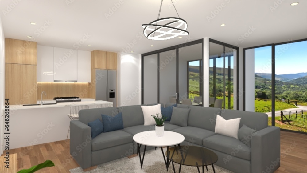 Fototapeta premium Living Interior design with rendering