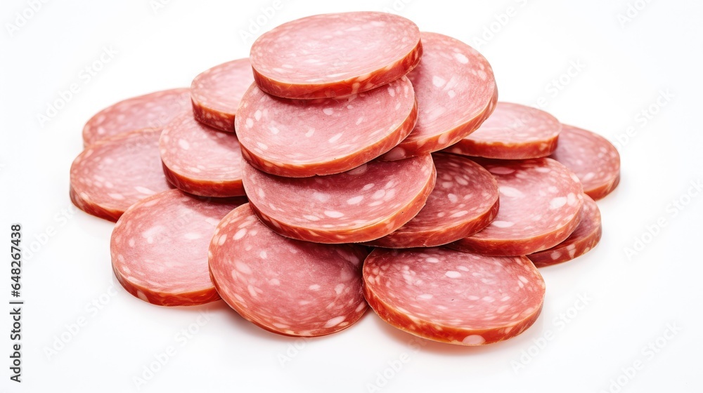 sliced sausage Isolated on white background sliced sausage Isolated on white background