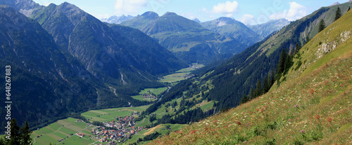 A Town In A Valley; Holzgau Im Lechtal, Tirol, Austrial photo