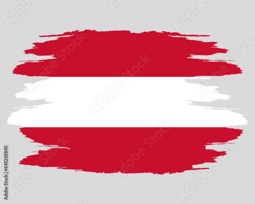 Painted with brush flag Austria. Grunge flag Austria. Watercolor drawing national flag Austria. Independence Day. Banner  poster template. National flag Austria with coat arms.