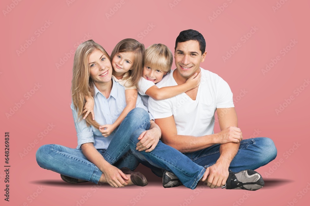 Happy young parents with child posing Happy young parents with child posing