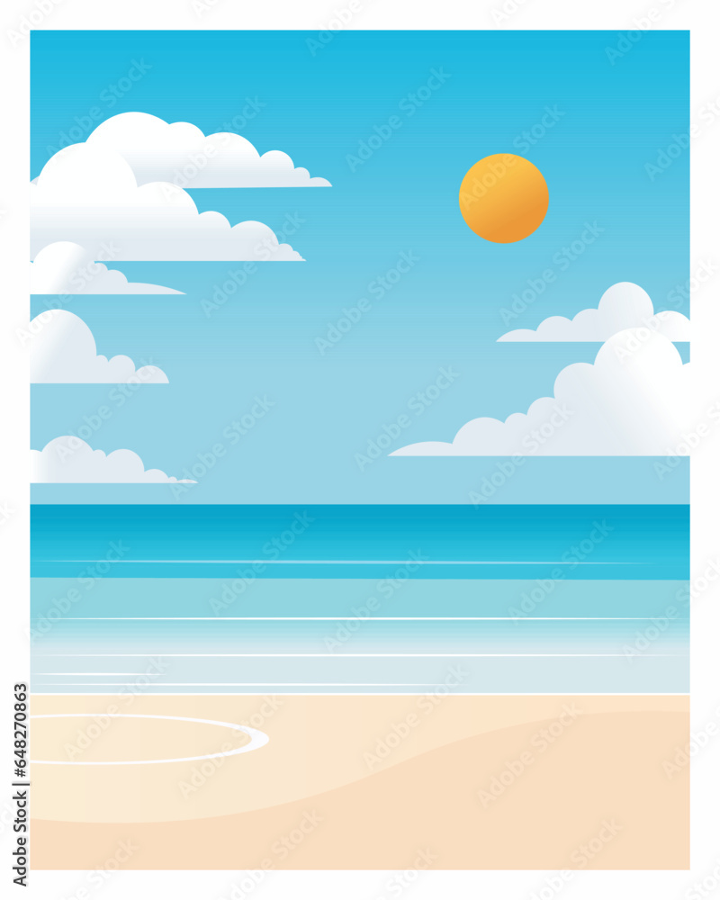 beautiful tropical beach poster flat vector illustration