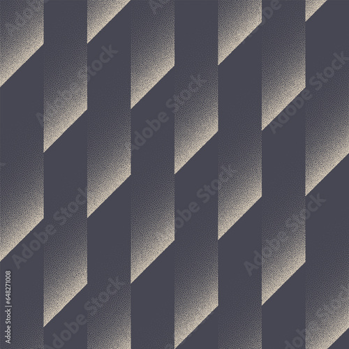 Falling Slanted Stripes Seamless Pattern Vector Dotwork Abstract Background. Parallelogram Grid Faded Structure Textile Print For Clothes Or Sportswear. Repetitive Wallpaper Half Tone Art Illustration