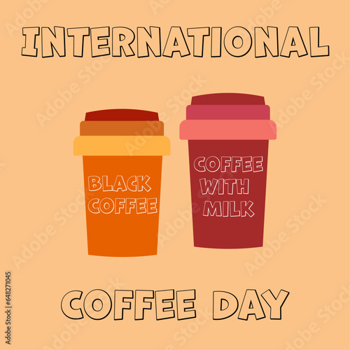 Illustration of a cup of coffee. International Coffee Day. 