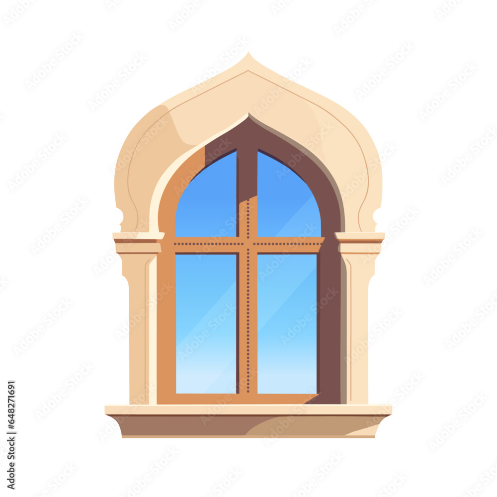 Oriental style window. Vector illustration in a flat style.