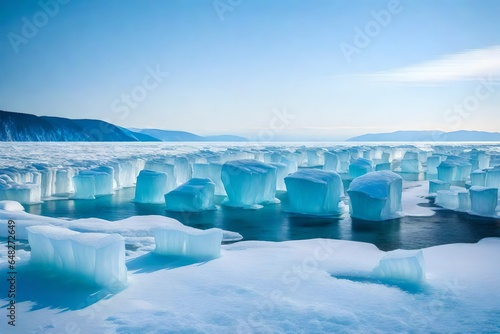 landscape with ice and lake