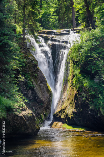 Szklarka Waterfall, Karkonosze mountain range in Polish Sudeten Mountains