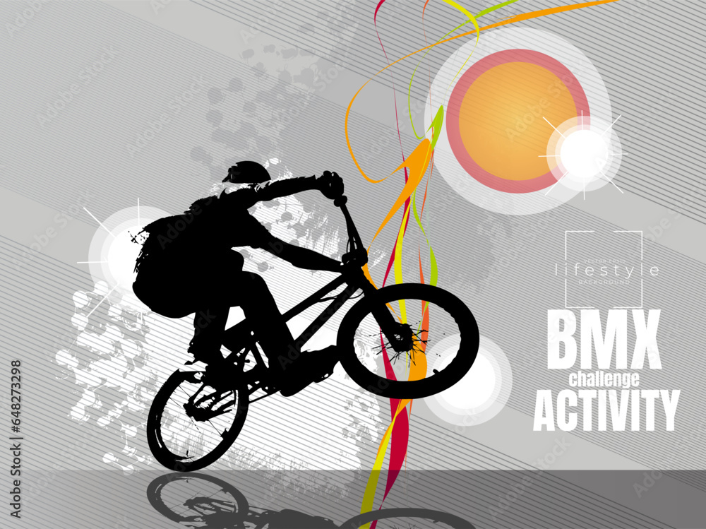 Fototapeta premium Active young person riding a bmx