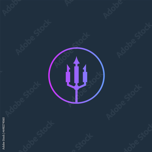 Trident and crypto currency logo icon vector