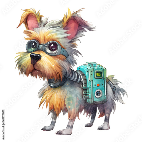 Cute Yorkshire Terrier Dog half Robot