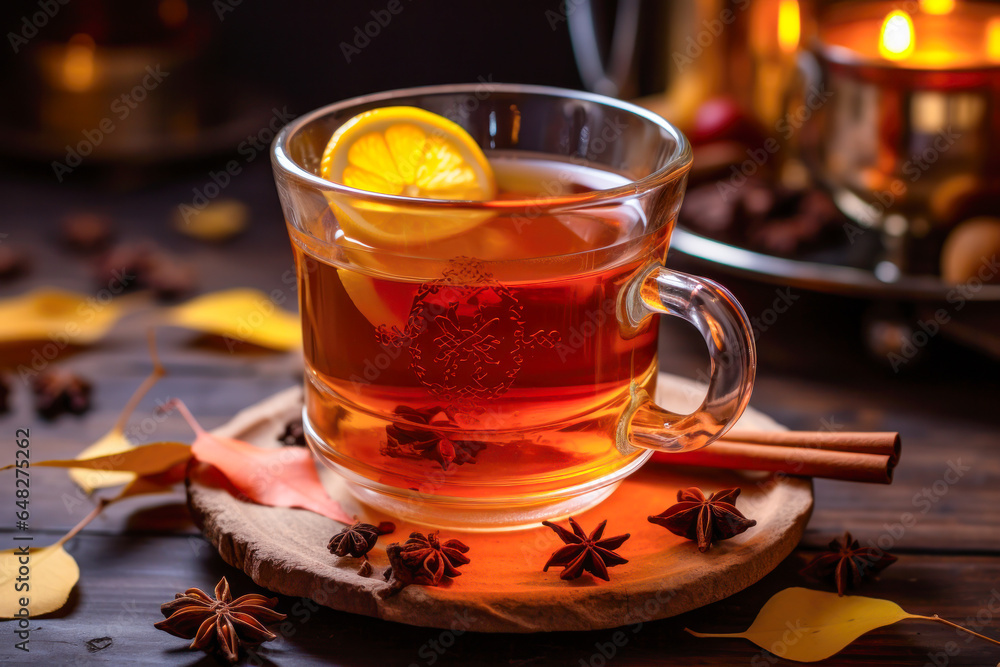 Hot toddy in a glass, fall season drink, Thanksgiving Hot toddy in a glass, fall season drink, Thanksgiving