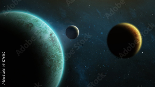 Beautiful Alien Unknown Planetary System 4K 3D Rendering