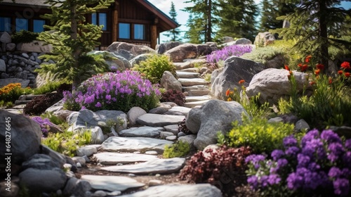 the charm of an alpine garden with unique alpine plants and rock formations