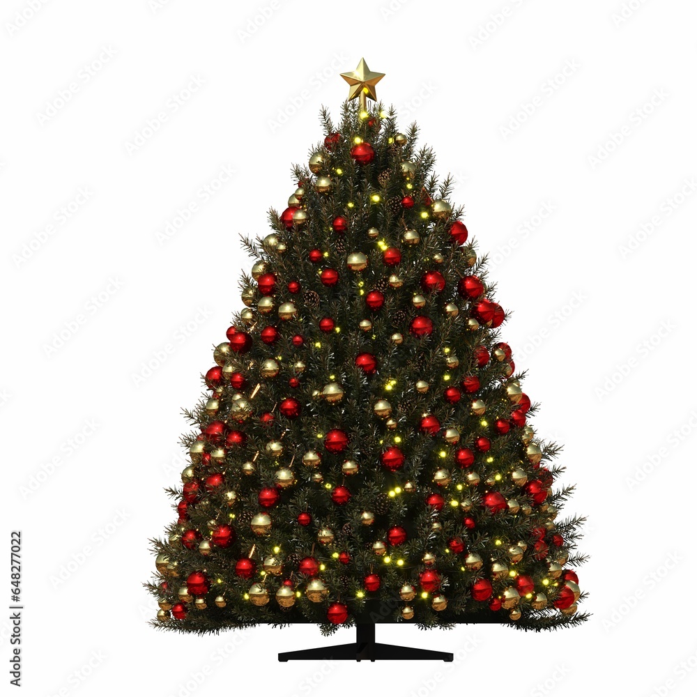 Christmas tree with decorations, isolated on white background, 3D illustration, cg render
Christmas tree with decorations, isolated on white background, 3D illustration, cg render