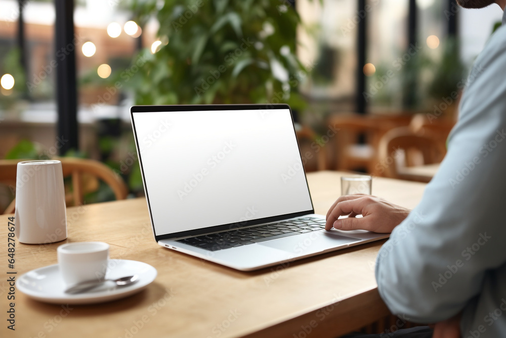 Working on Laptop Mockup with blank Copy Space screen for your advertising text message. Working on Laptop Mockup with blank Copy Space screen for your advertising text message.