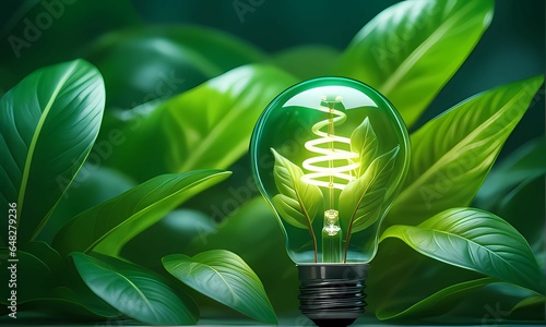 Green Energy Glow: Eco-Friendly Light Bulb, Generative AI