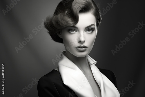 Timeless beauty and style of a fashion model in a classic black-and-white portrait