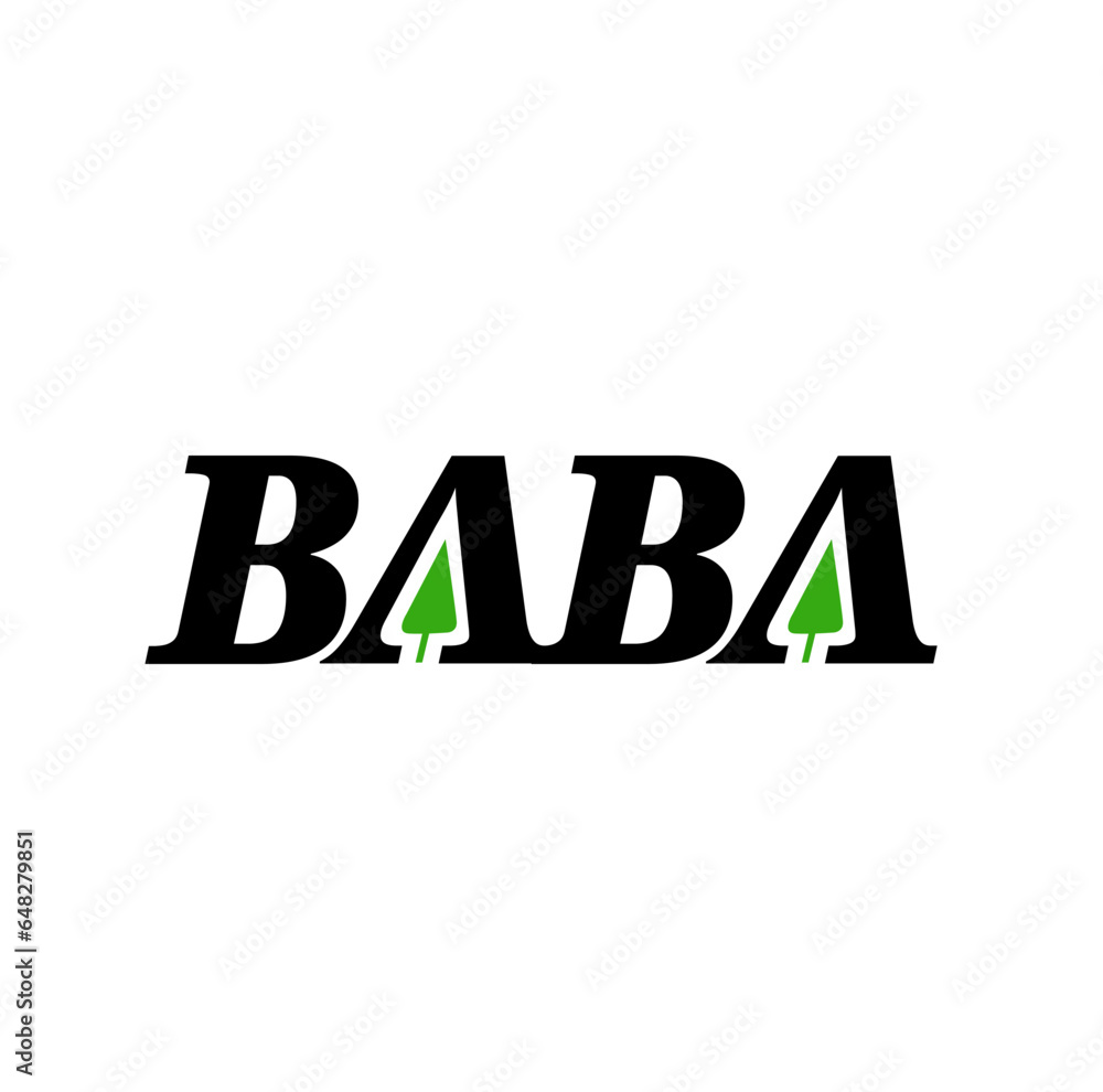 BABA brand name with go green them. BABA brand name with go green them.