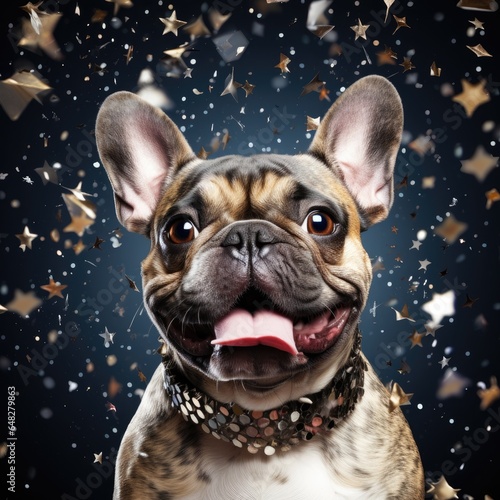 A cute dog wearing a starry collar © pham
