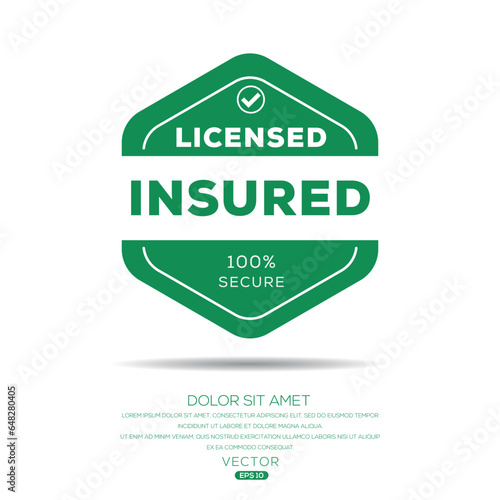 licensed and insured (100% secure), vector illustration.
