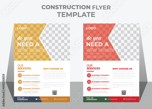 Modern construction flyer template