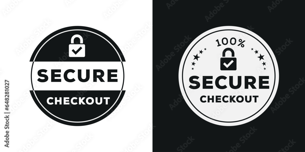 Fototapeta premium Secure checkout label, vector illustration.