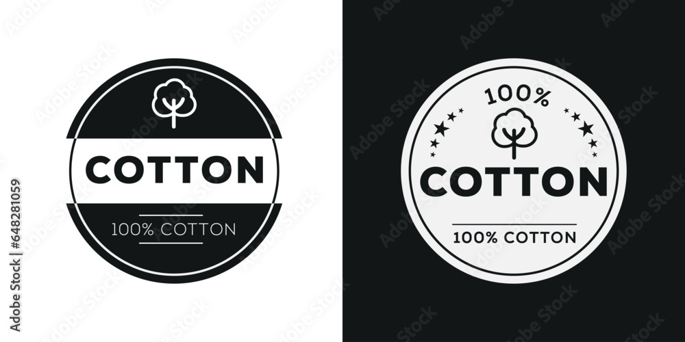 Fototapeta premium Cotton label (100% cotton), vector illustration.