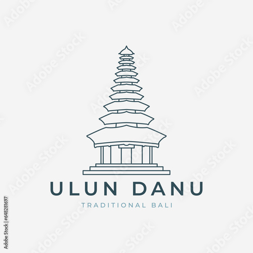 ulun danu line art logo vector illustration template design. icon traditional culture bali