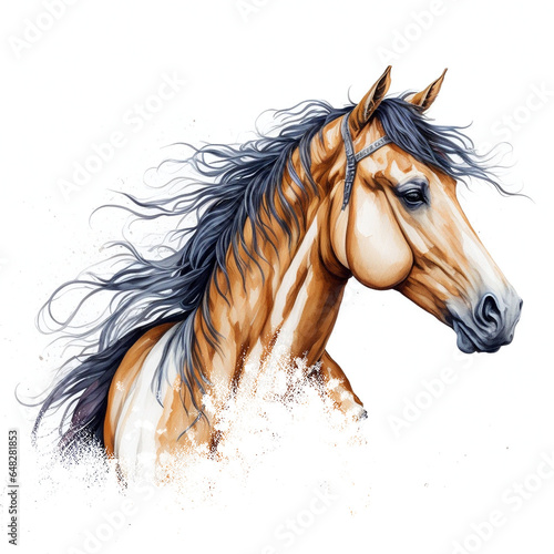 horse watercolor illustration on white background   Ai generative illustration