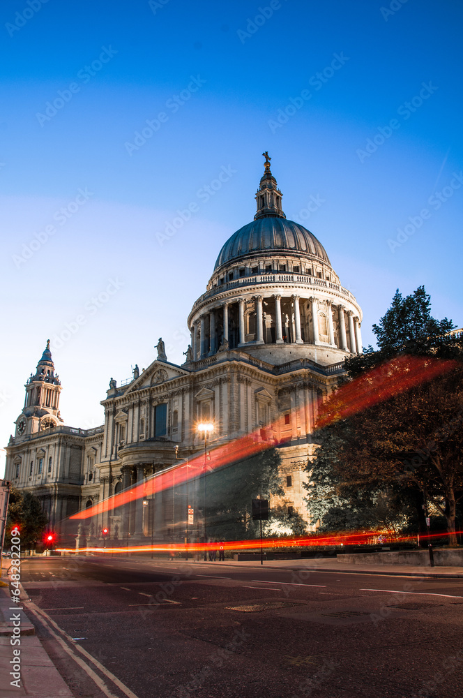 London, Light Trails at St. Paul's Cathedral