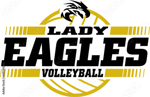 lady eagles volleyball team design with ball for school, college or league sports