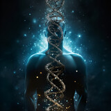 Kod DNA na tle człowieka. Ai generative