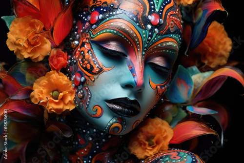 Portrait of a woman with striking and artistic makeup