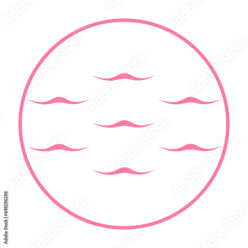pink water waves circle frame icon