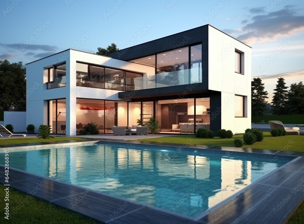 modern house with swimming pool