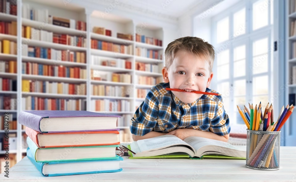 school student in the classroom doing homework, AI generated image school student in the classroom doing homework, AI generated image