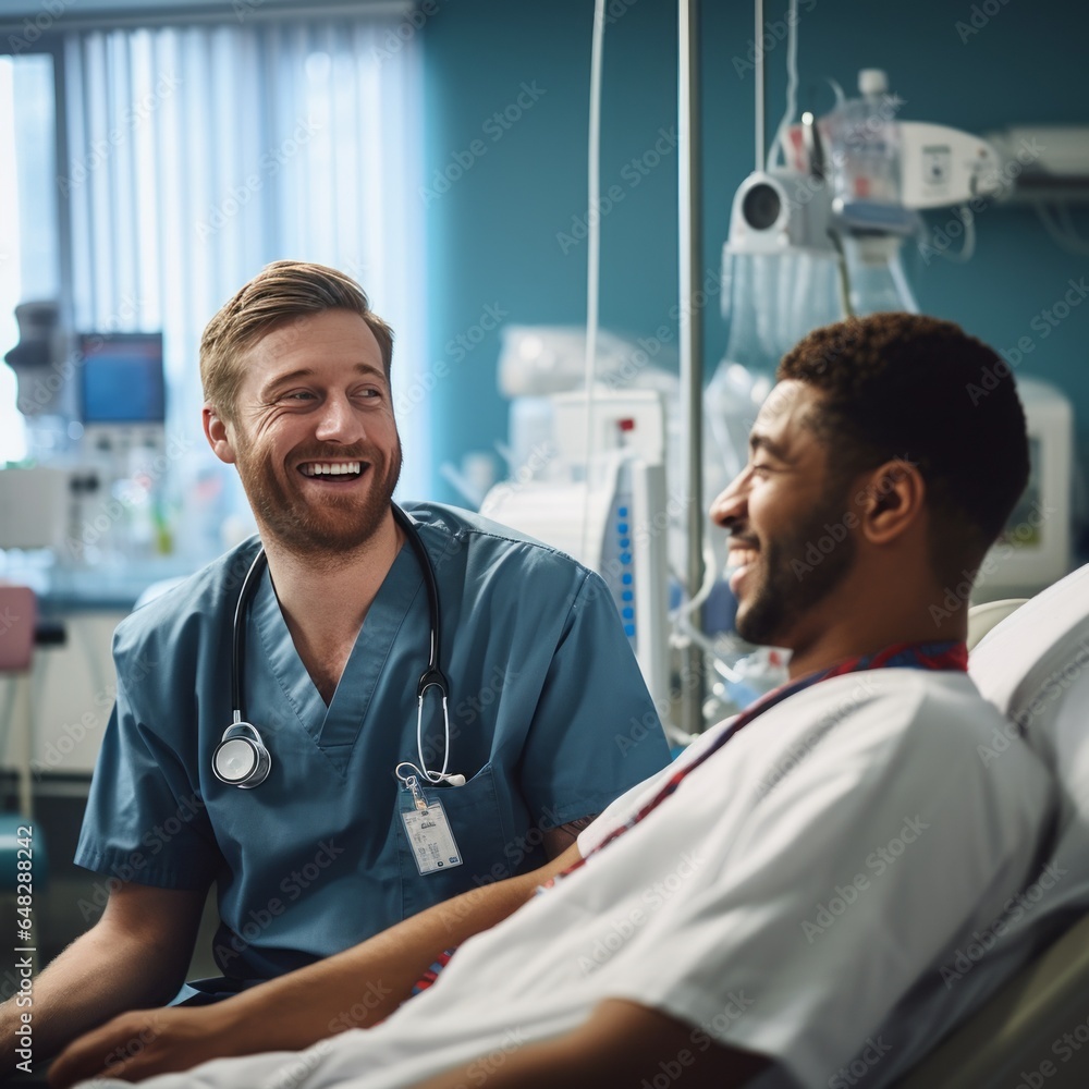 A Compassionate Doctor Engages in a Comforting Conversation with a Patient in a Calm Hospital Setting A Compassionate Doctor Engages in a Comforting Conversation with a Patient in a Calm Hospital Setting