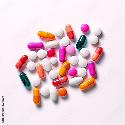 Pills on a white isolated background