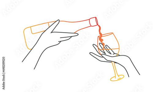 Bottle of alcohol and glass.