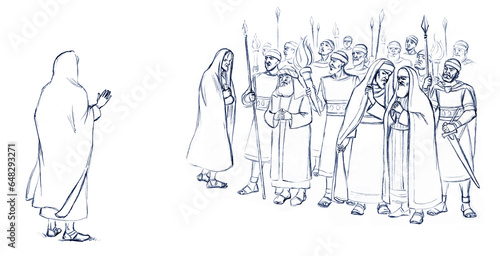 Quadro su tela Pharisees and high priests with soldiers in Gethsemane