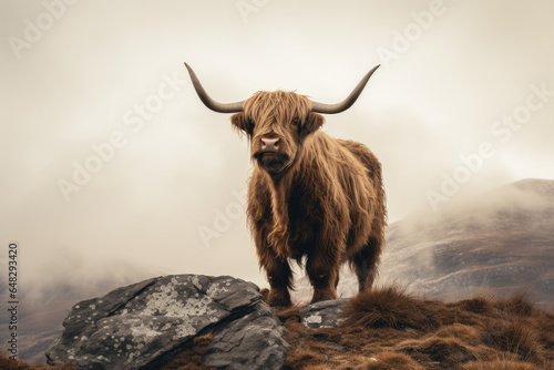 Highland cattle with mountains in the background
